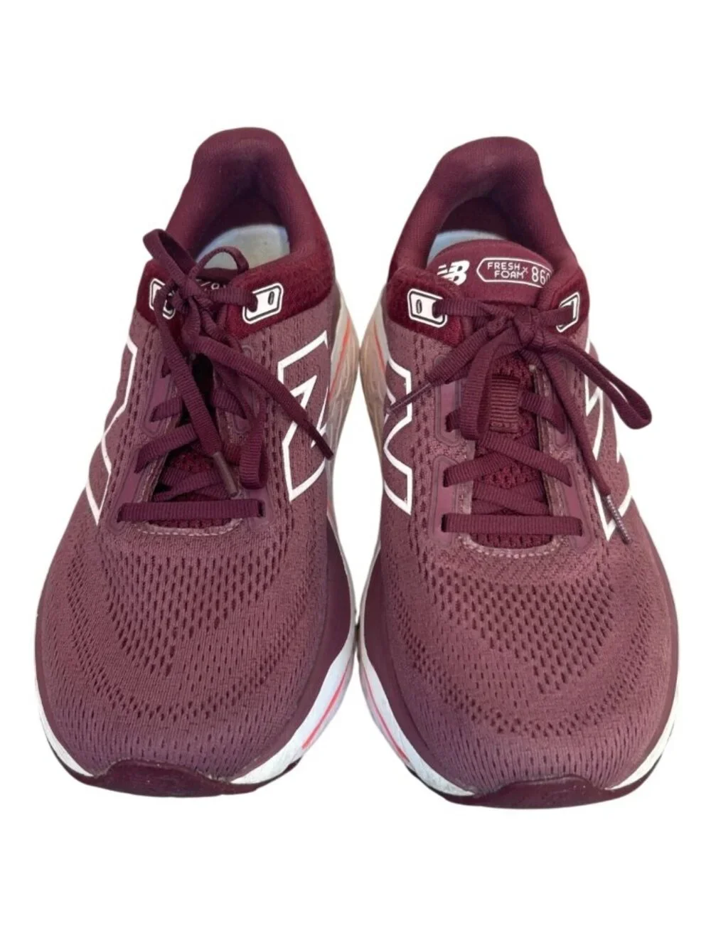 New Balance Fresh Foam X 860 Women's 9W Burgundy White Running Shoes Mesh